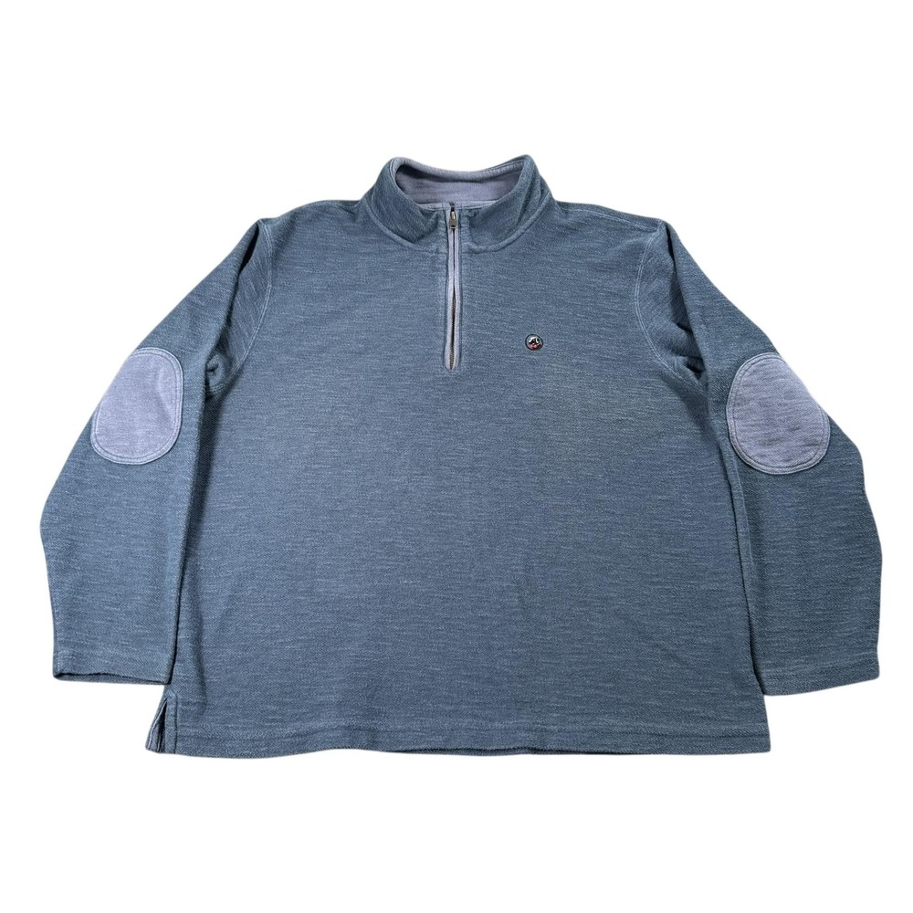 Southern Proper Sweater‎ Mens Large Blue Quarter Zip Elbow Patch Pullover Casual